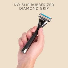 Dollar Shave Club Heavy Metal Handle features no-slip rubberized diamond grip.