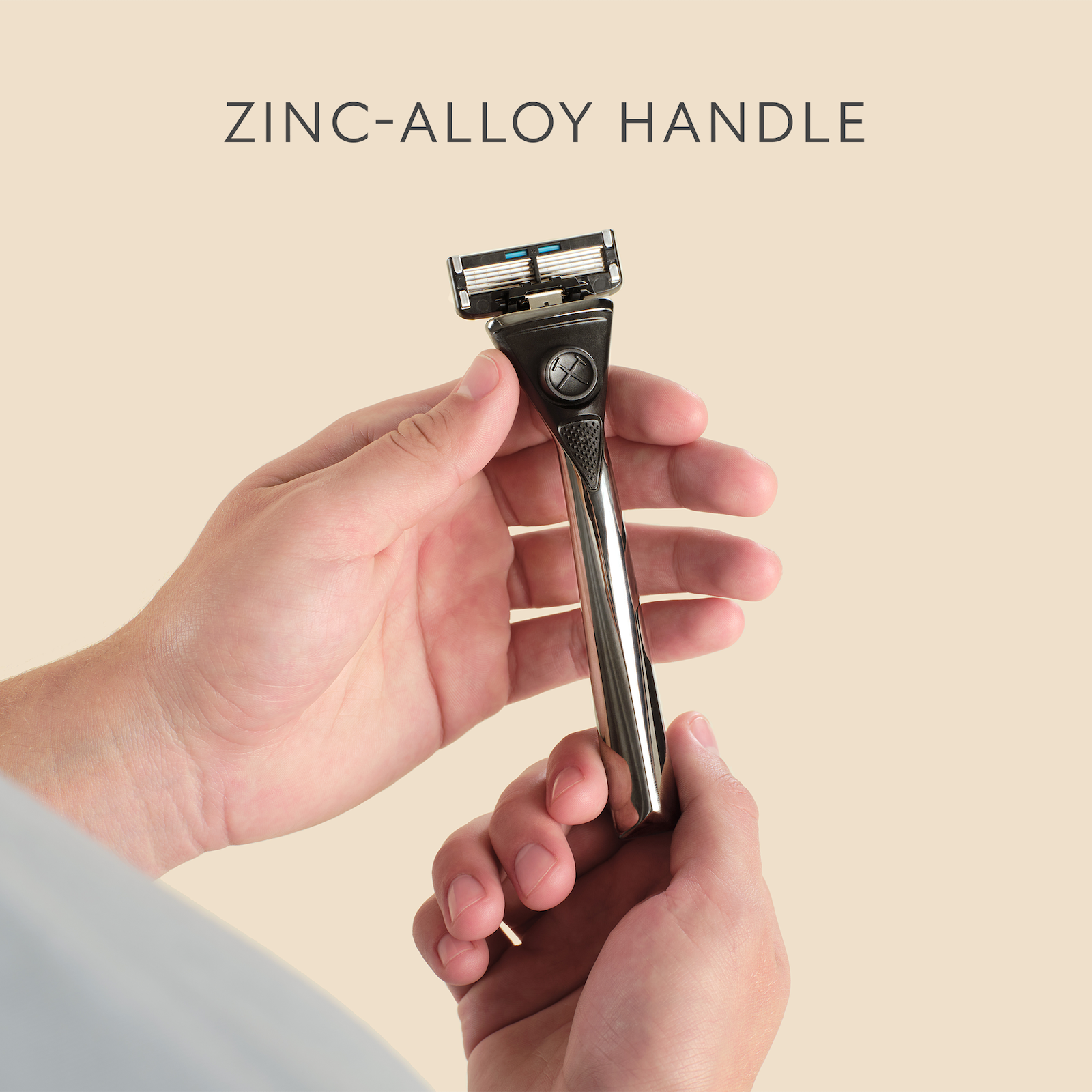 Dollar Shave Club Heavy Metal Handle features a zinc-alloy handle.