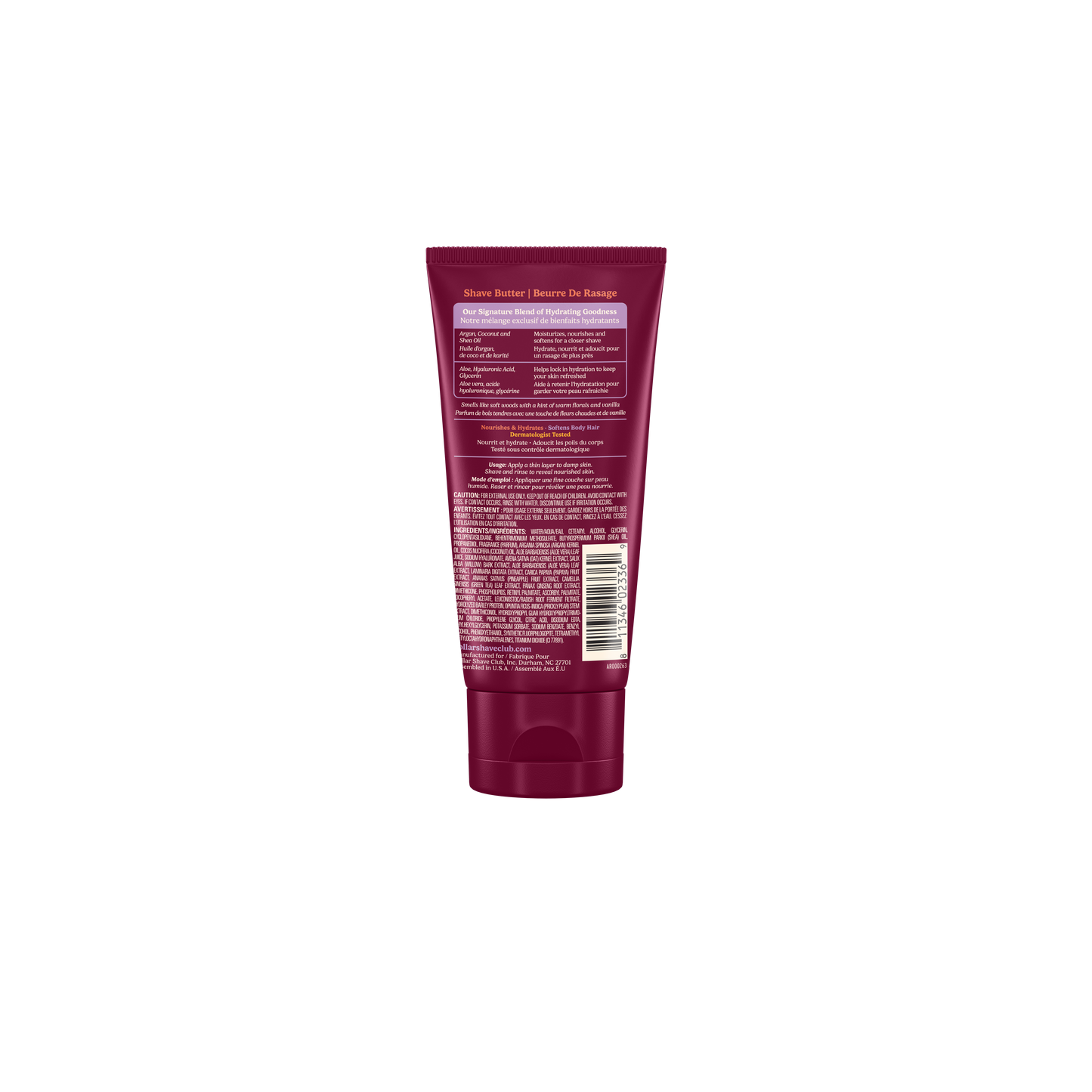 Shave Butter Cashmere Santal 3 oz Back of Bottle
