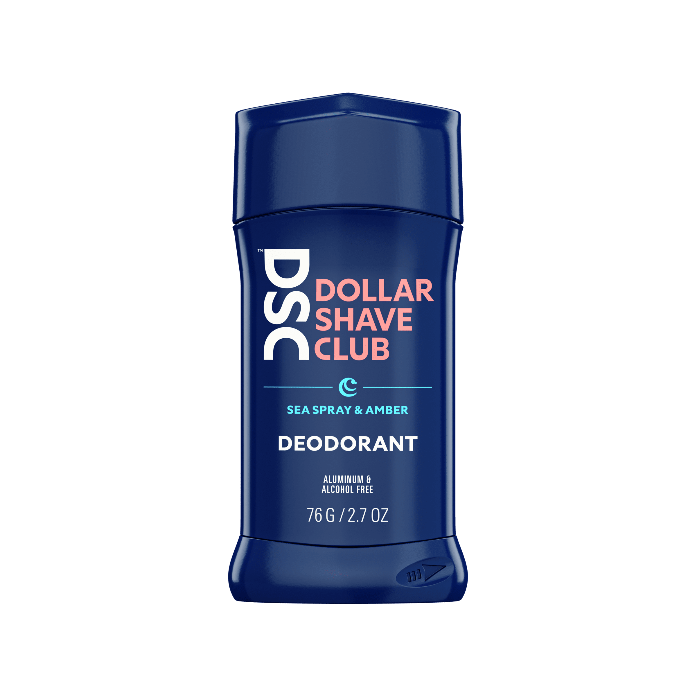 Dollar Shave Club Deodorant Sea Spray Amber against blank backdrop.