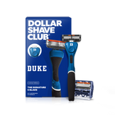 Dollar Shave Club Duke razor with packaging on a white background
