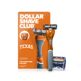 Dollar Shave Club University of Texas razor with packaging on a white background