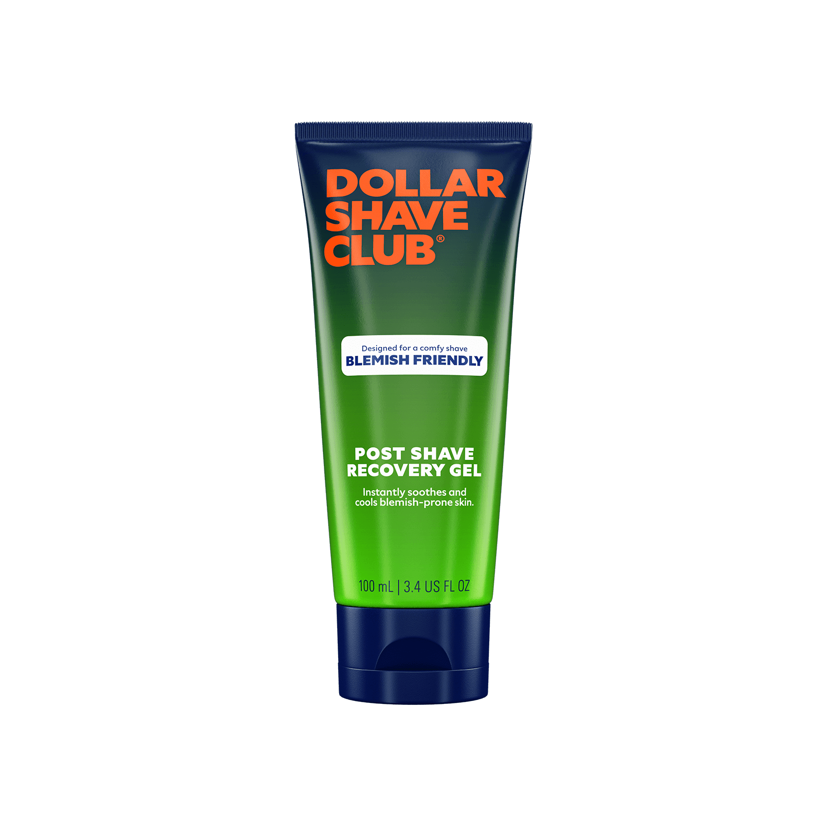 Product image of Blemish Friendly Post Shave Recovery Gel in green-gradient packaging tube.