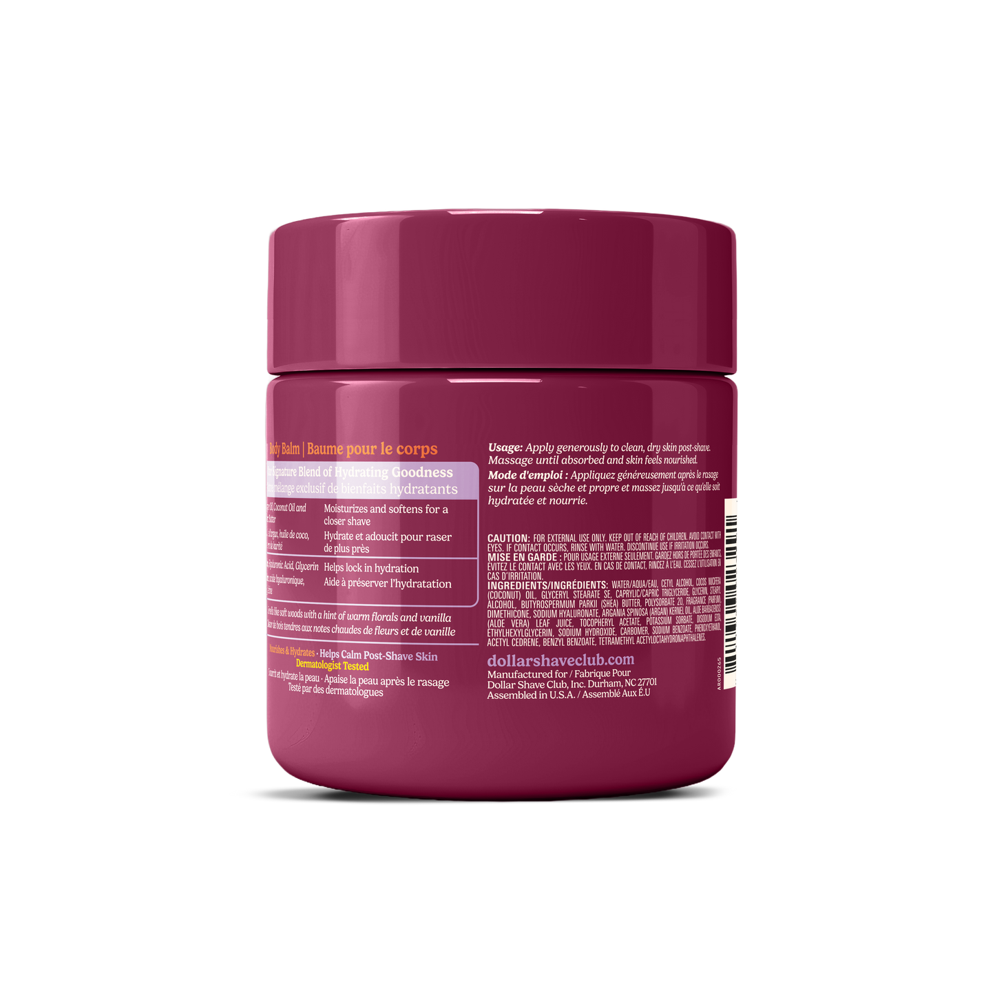 Dollar Shave Club Shave Balm Cashmere Santal Back Of Red Tub