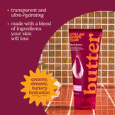 Dollar Shave Club butter shave butter tube with promotional text on a tiled bathroom background