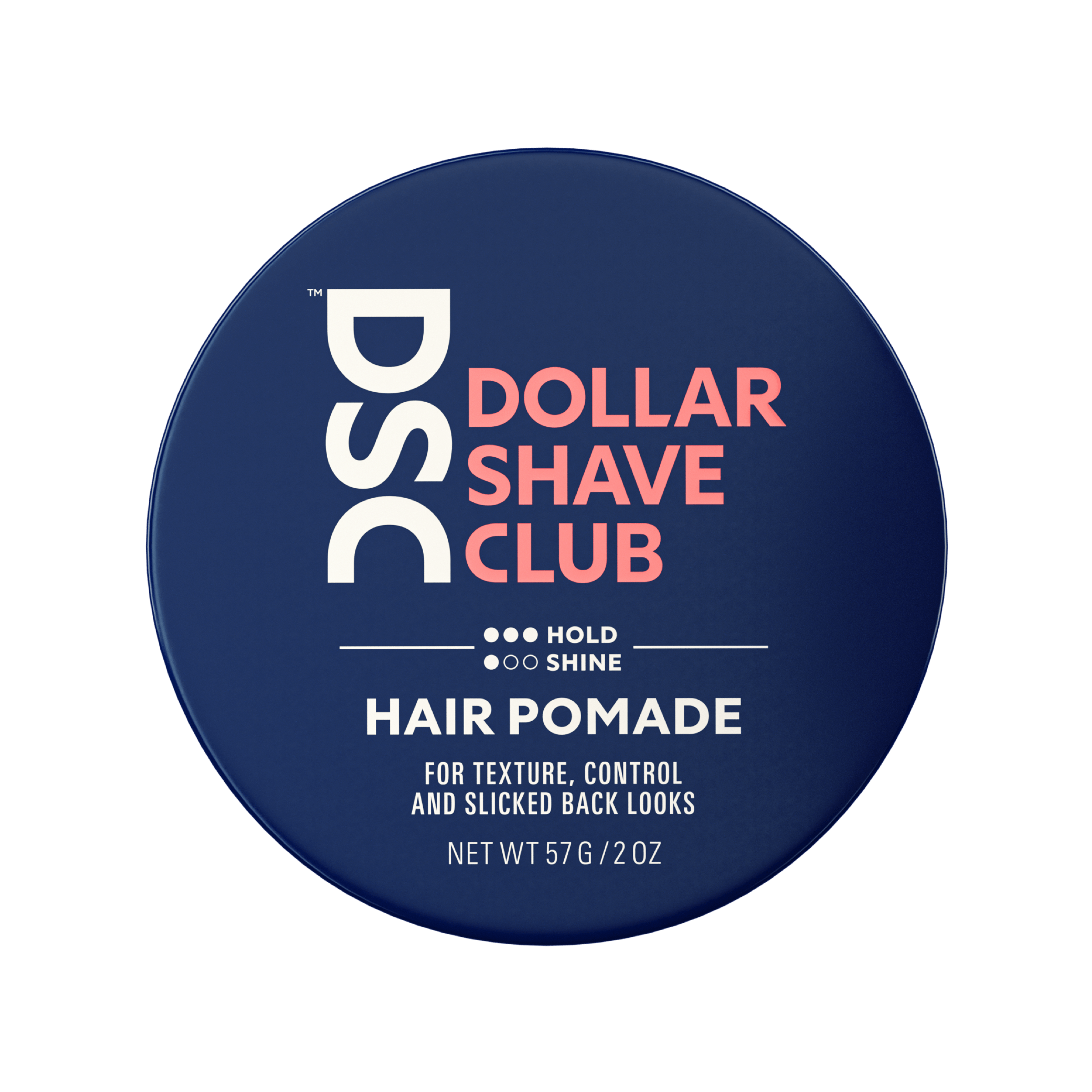 Dollar Shave Club Hair Pomade against blank backdrop.