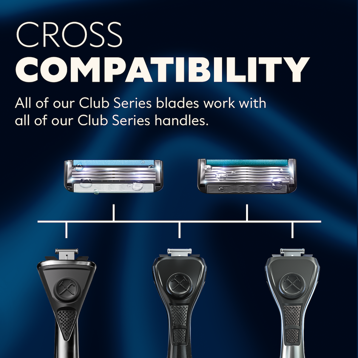 All of the Dollar Shave Club Club Series razors are compatible with all Club Series handles.