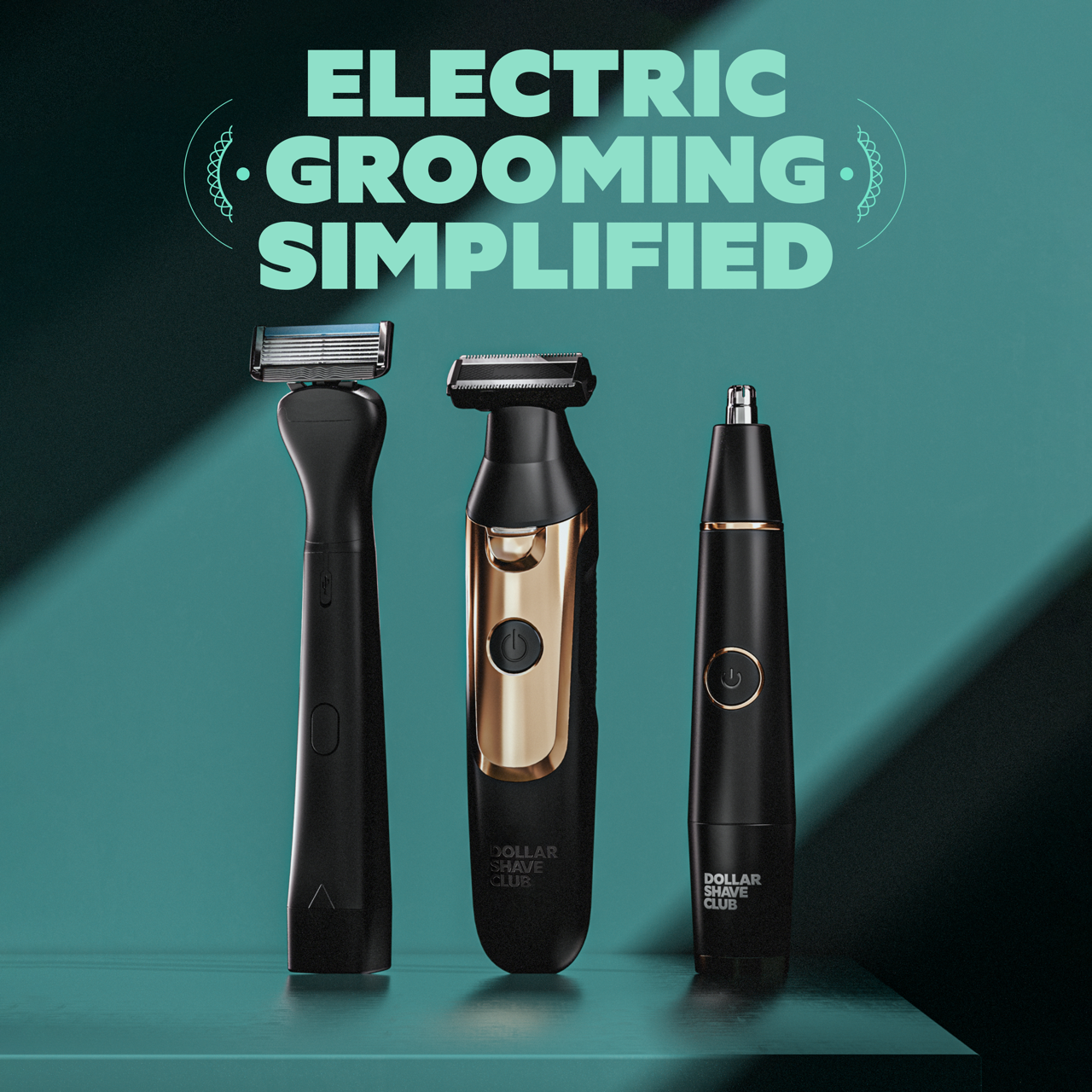 A Photo showing the 3 products in the electrics line; the 3-in-1 Freestyler, the Dual Head Electric Trimmer, and the Style Detailer
