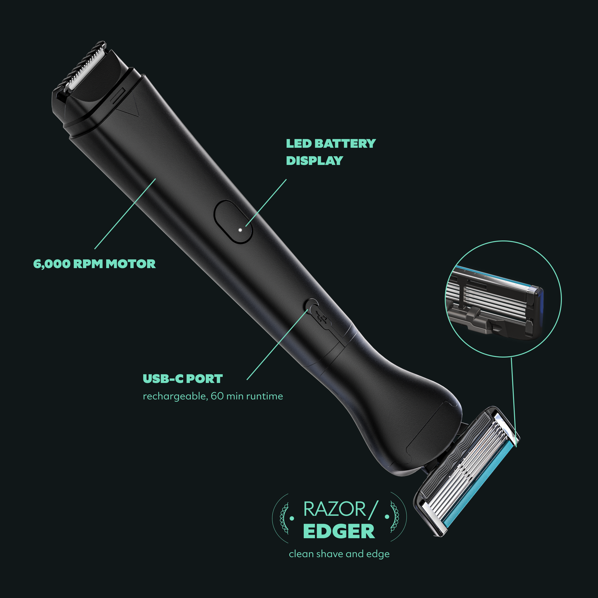 3-in-1 Freestyler Electric Trimmer/Razor over a green backdrop. 