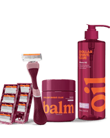 Bundle product with handle, 8 blades, balm, and oil