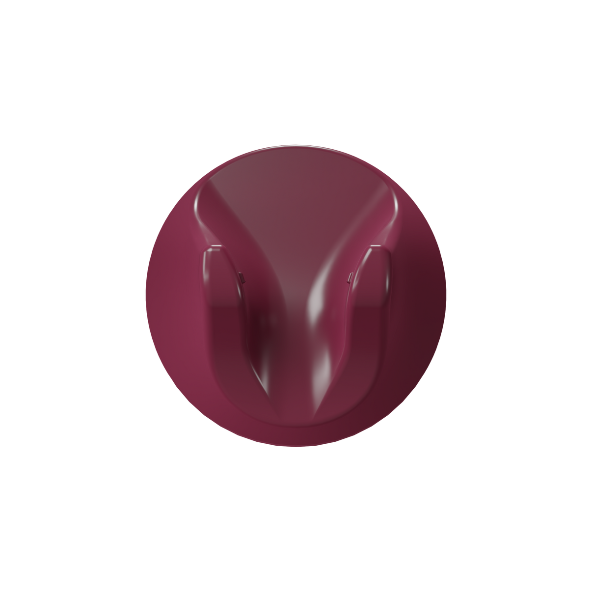 Maroon-colored wall hook on a white background