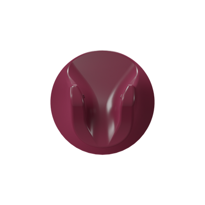 Maroon-colored wall hook on a white background