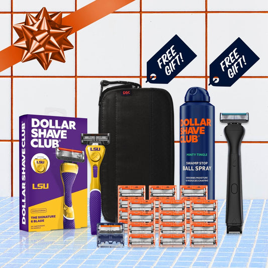 Louisiana State University Gift Set + 6 month Razor Supply