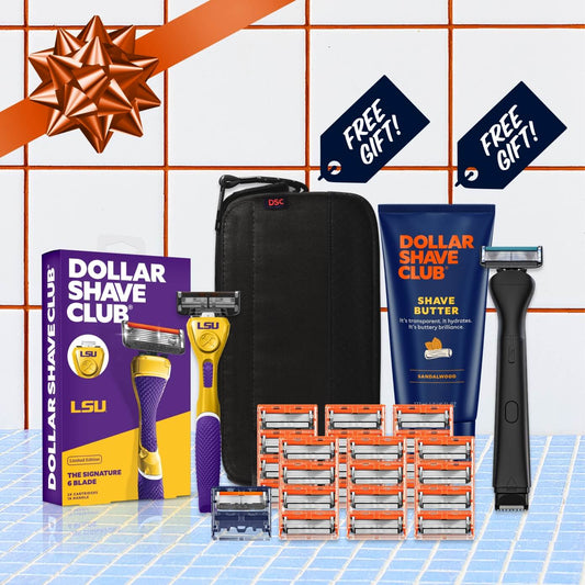 Louisiana State University Gift Set + 6 month Razor Supply