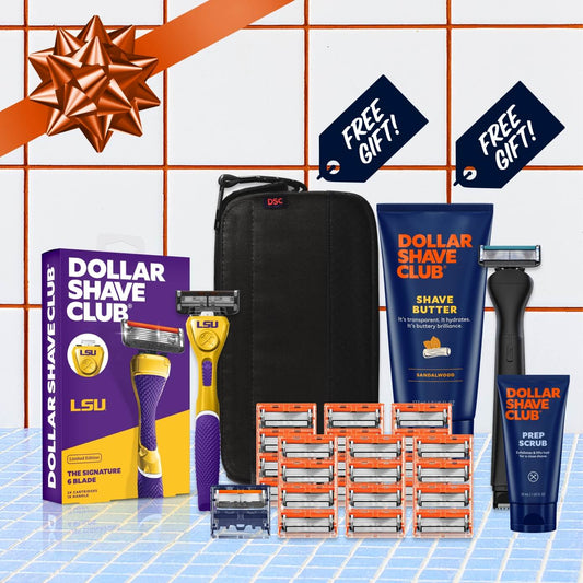 Louisiana State University Gift Set + 6 month Razor Supply