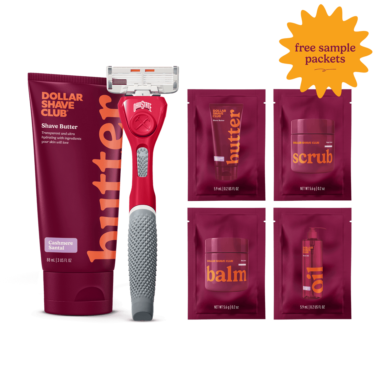 Ohio State University Starter Parck with handle, shave butter, and four shave aid samples