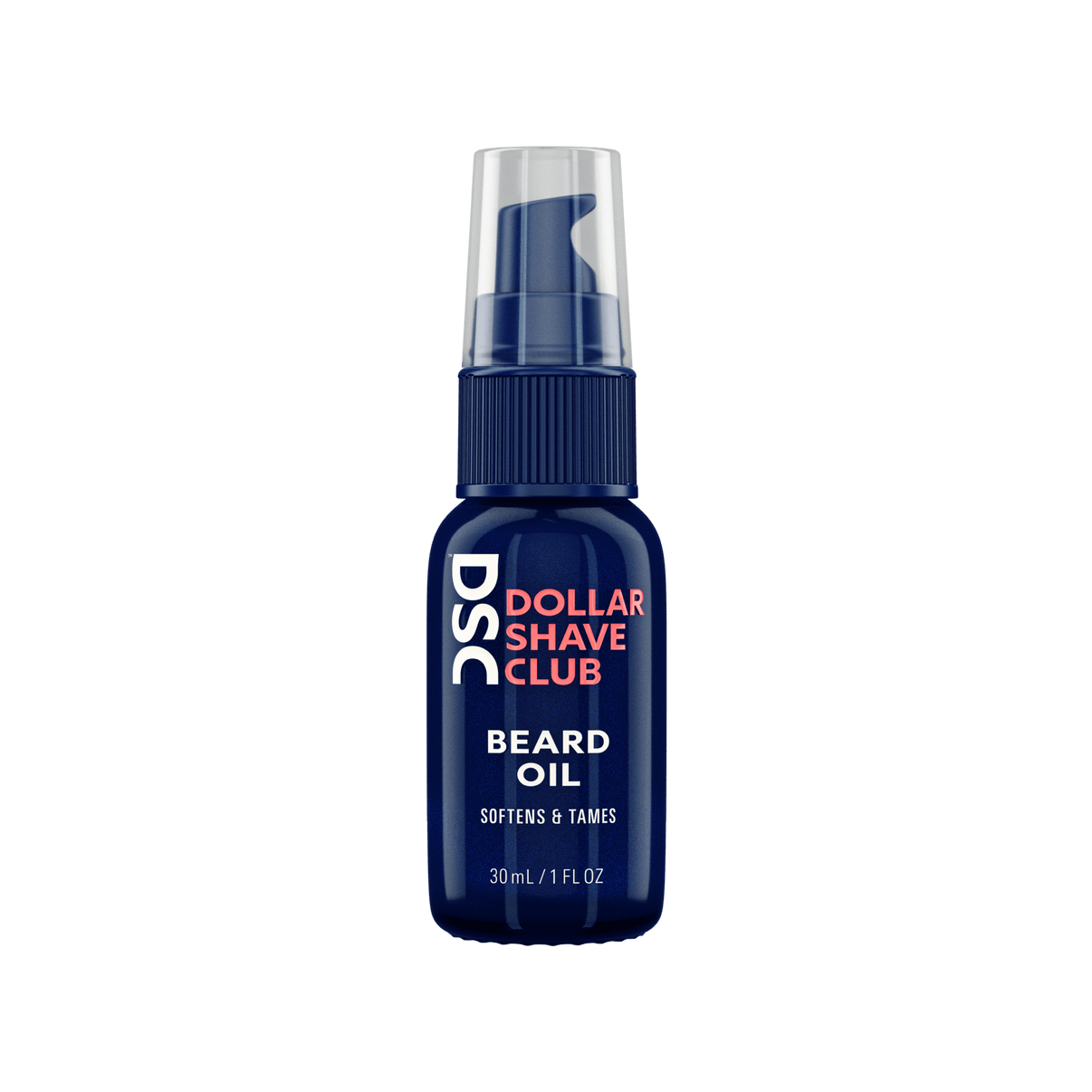 Dollar Shave Club Beard Oil against blank backdrop.