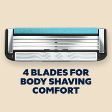 Dollar Shave Club Club Series Four blade razor offers body shaving comfort.