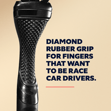 Dollar Shave Club Diamond Grip Handle Black features rubber anti-slip grip handle.