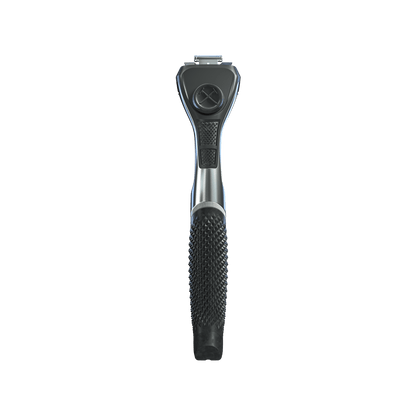 Dollar Shave Club Diamond Grip Handle Silver product image with blank backdrop.