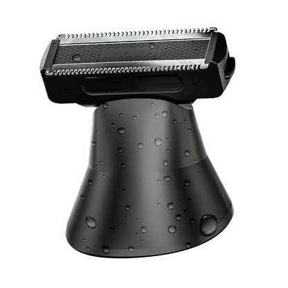 Dollar Shave Club Double Header Electric Trimmer Body Head Replacement against blank backdrop.