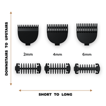 Dollar Shave Club Double Header Electric Trimmer comes with blades in size 2mm, 4mm, and 6mm.