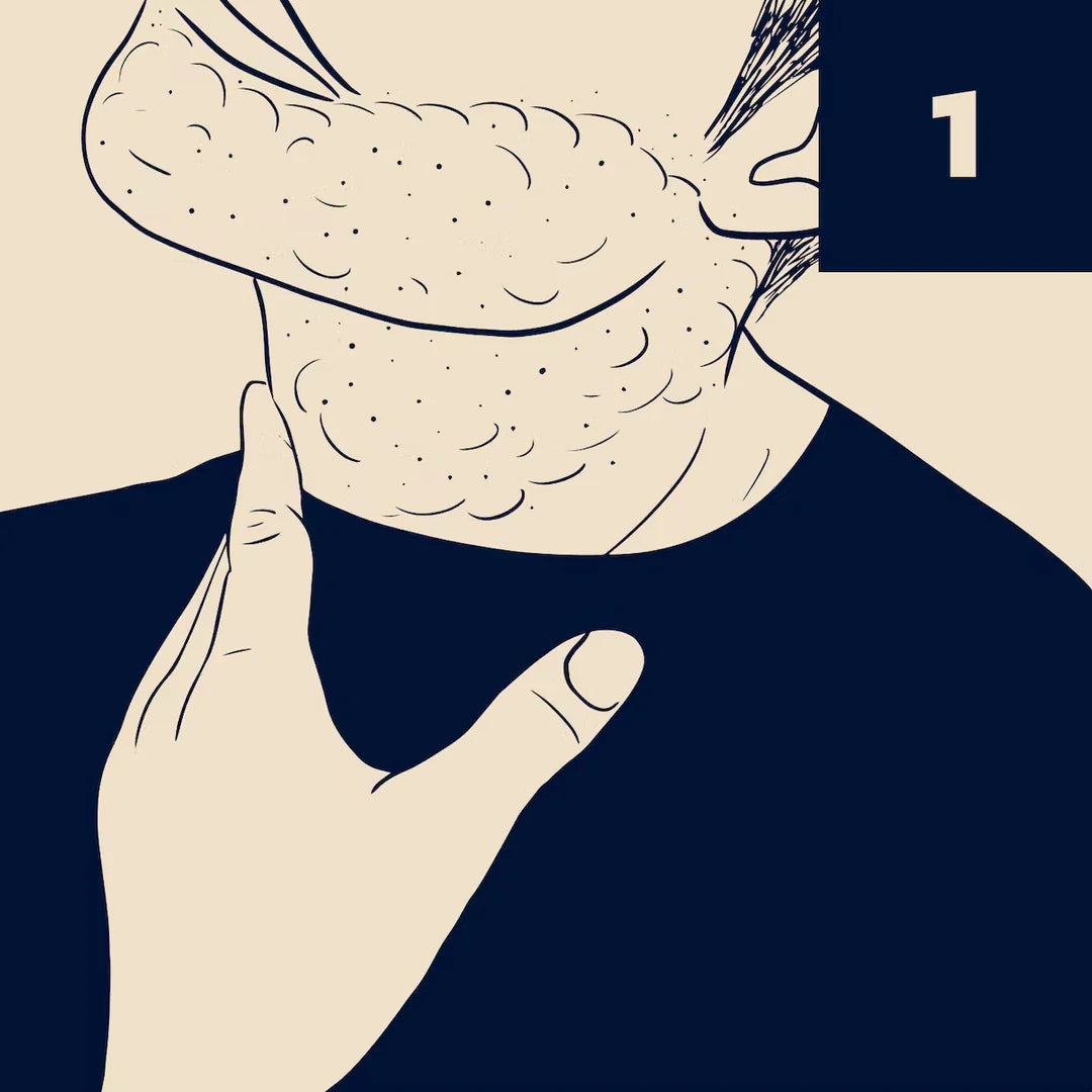 Illustration of man exfoliating face.