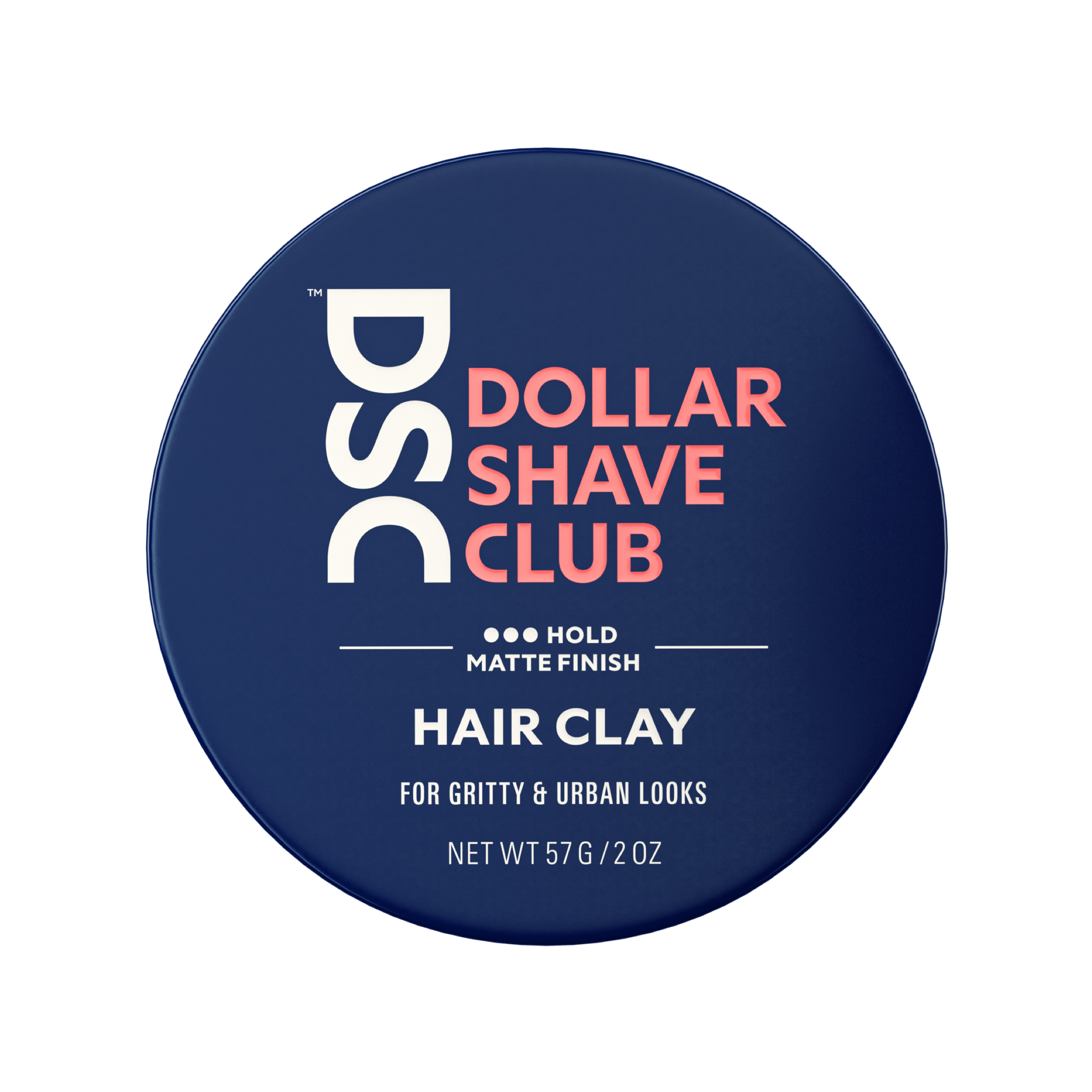 Dollar Shave Club Hair Clay against blank backdrop.