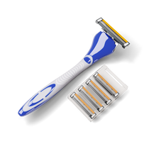 Dollar Shave Club Humble Twin Series Two blade razor blade and handle product image with white backdrop.