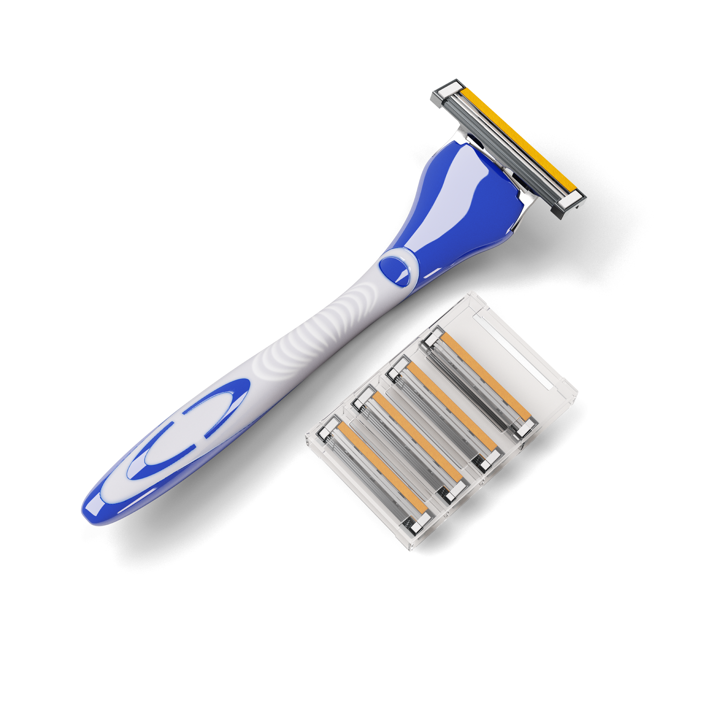 Dollar Shave Club Humble Twin Series Two blade razor blade and handle product image with white backdrop.