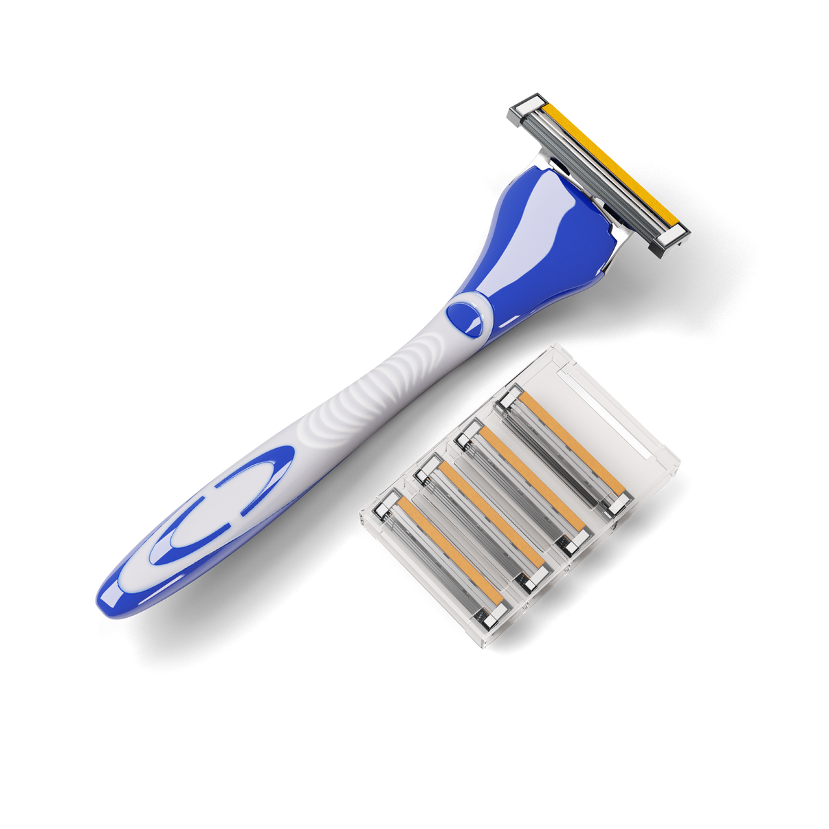 Dollar Shave Club Humble Twin Series Two blade razor blade and handle product image with white backdrop.