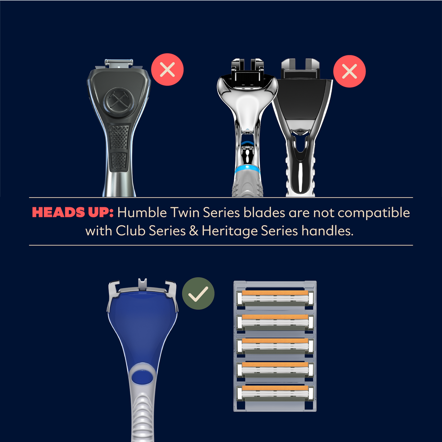 Dollar Shave Club Humble Twin Series Two blade razor is not compatible with any club series handles