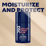 Dollar Shave Club Oil Free Face Moisturizer moisturizes and protects skin.