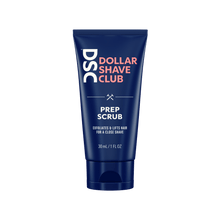 Dollar Shave Club Prep Scrub trial size product image against blank backdrop.