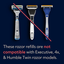 Dollar Shave Club Four blade razor is incompatible with executive, 4x, or heritage handles.