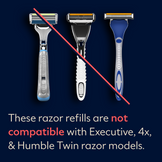 Dollar Shave Club Four blade razor is incompatible with executive, 4x, or heritage handles.