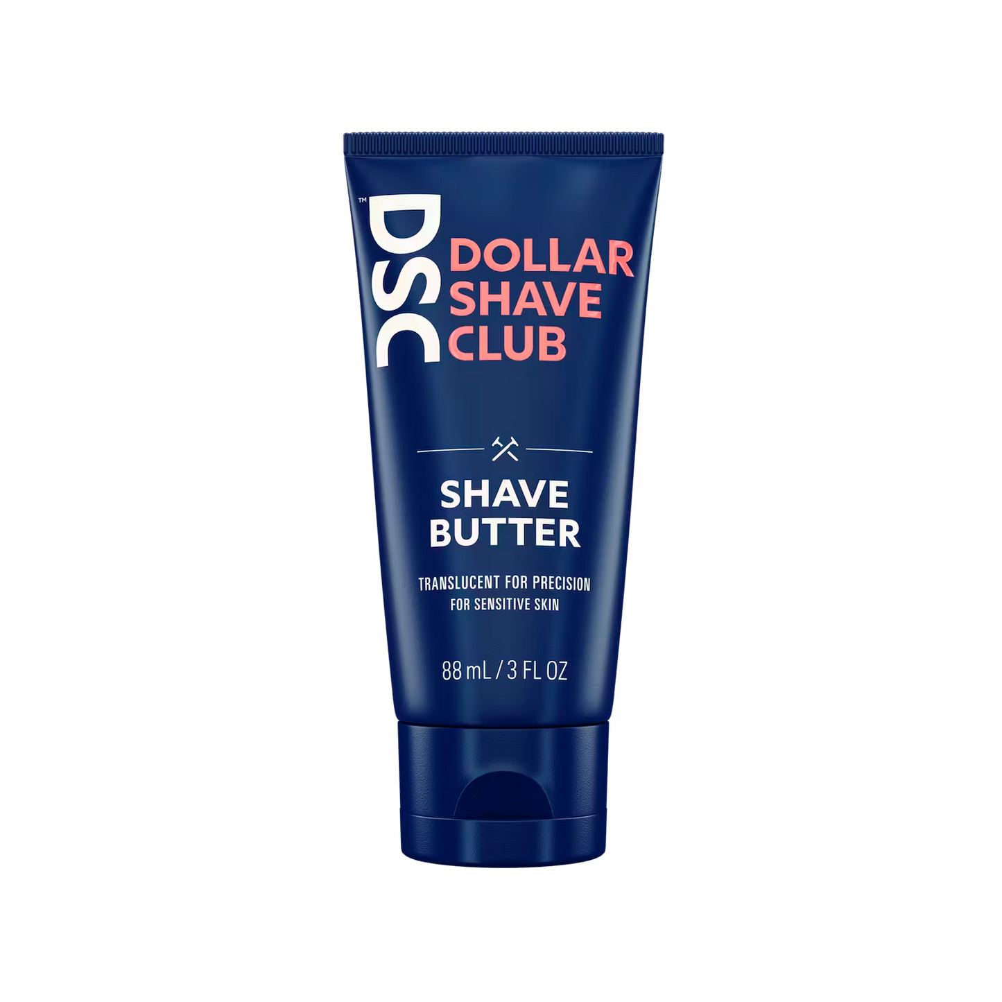 Dollar Shave Club Shave Butter travel size product image against blank backdrop.