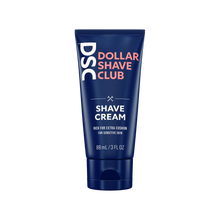 Dollar Shave Club Shave Cream travel size product image against blank backdrop.