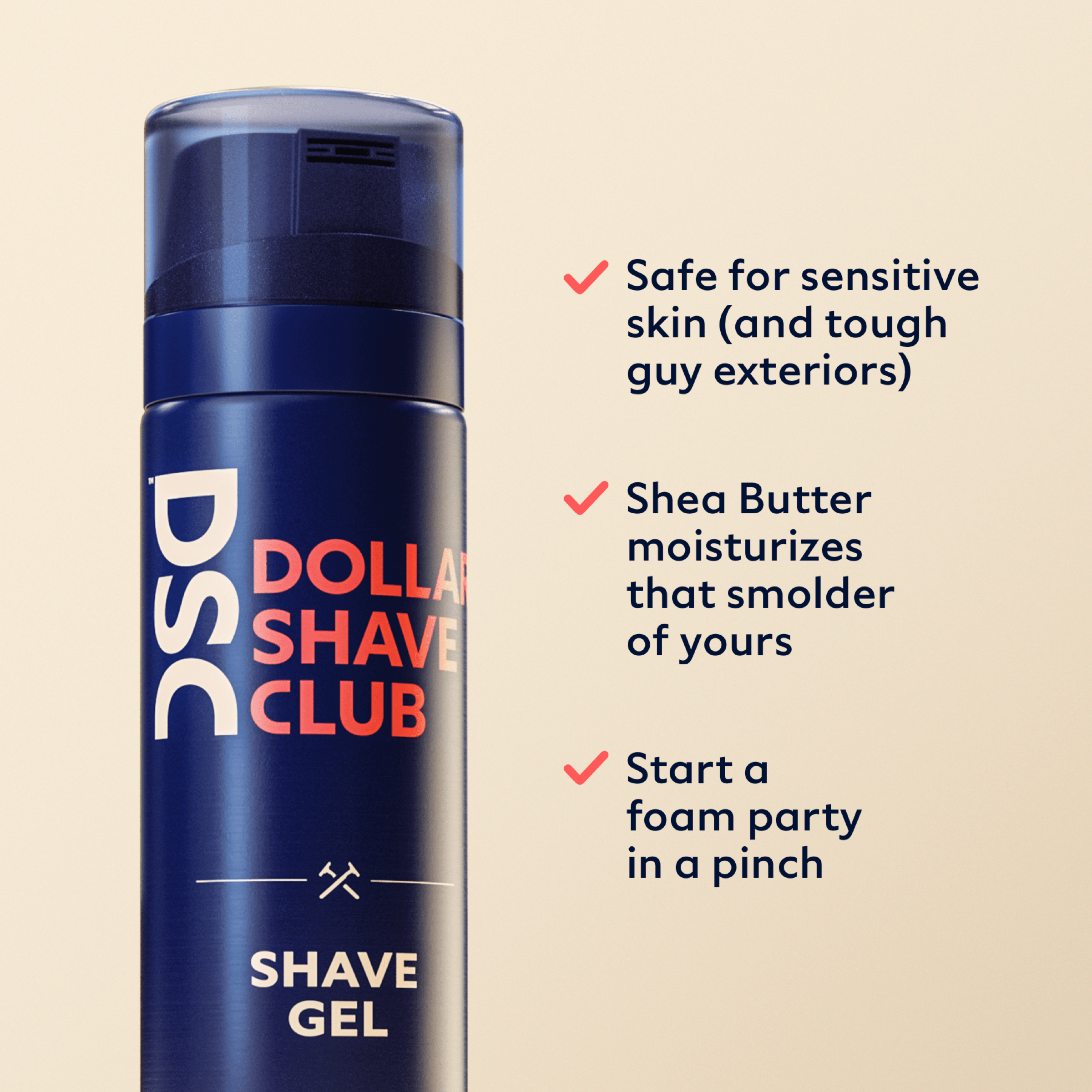 Dollar Shave Club Shave Gel is great for sensitive skin, foams nicely, and is made with shea butter.