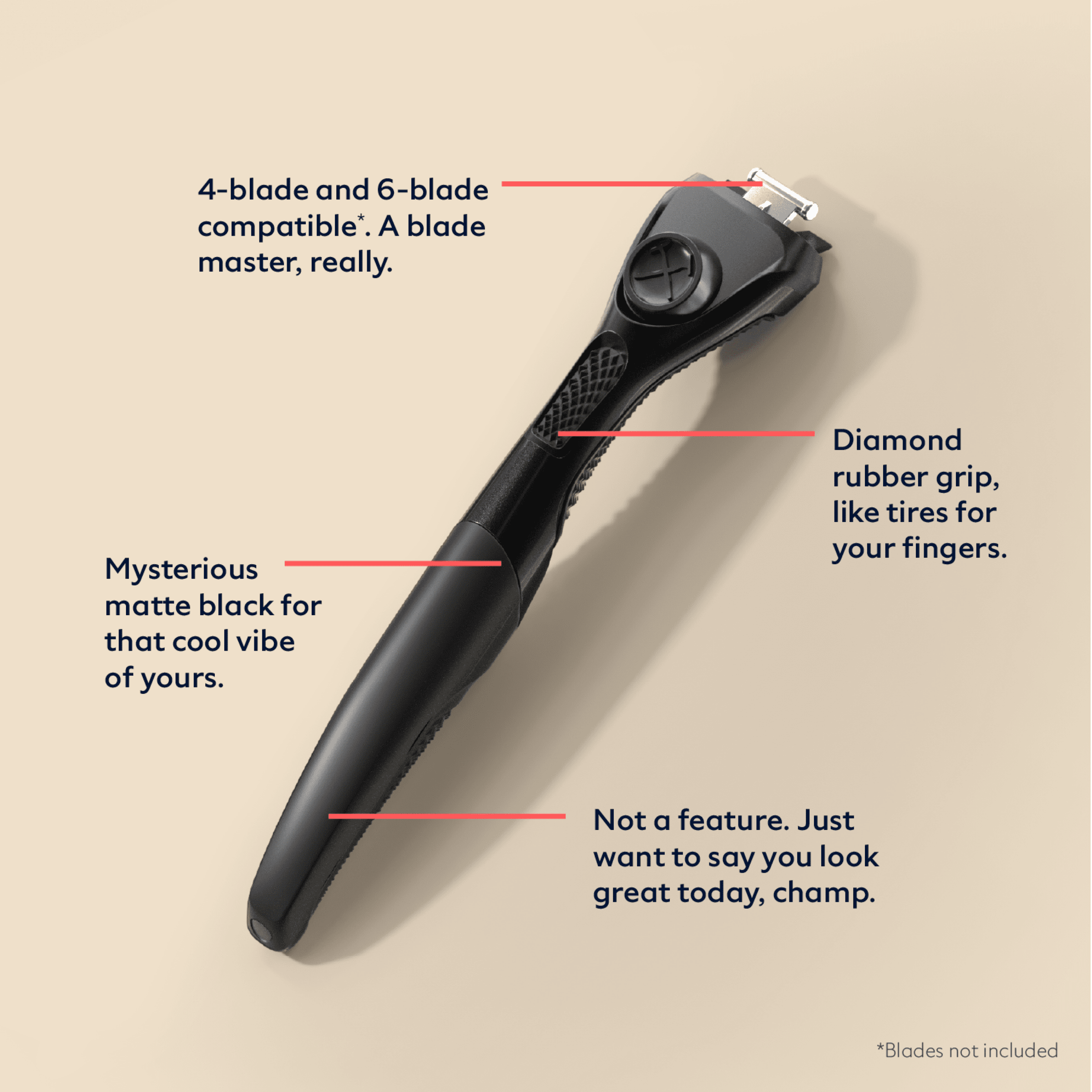Dollar Shave Club Smooth Handle Black product image with blank backdrop.