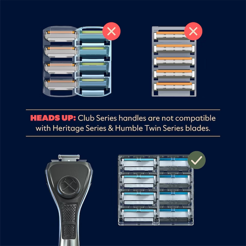 Dollar Shave Club smooth handle is incompatible with executive, 4x, or heritage blades