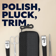 Dollar Shave Club Tool Kit allows you to polish, pluck and trim with scissors, nail clippers, tweezers and a convenient carrying case.