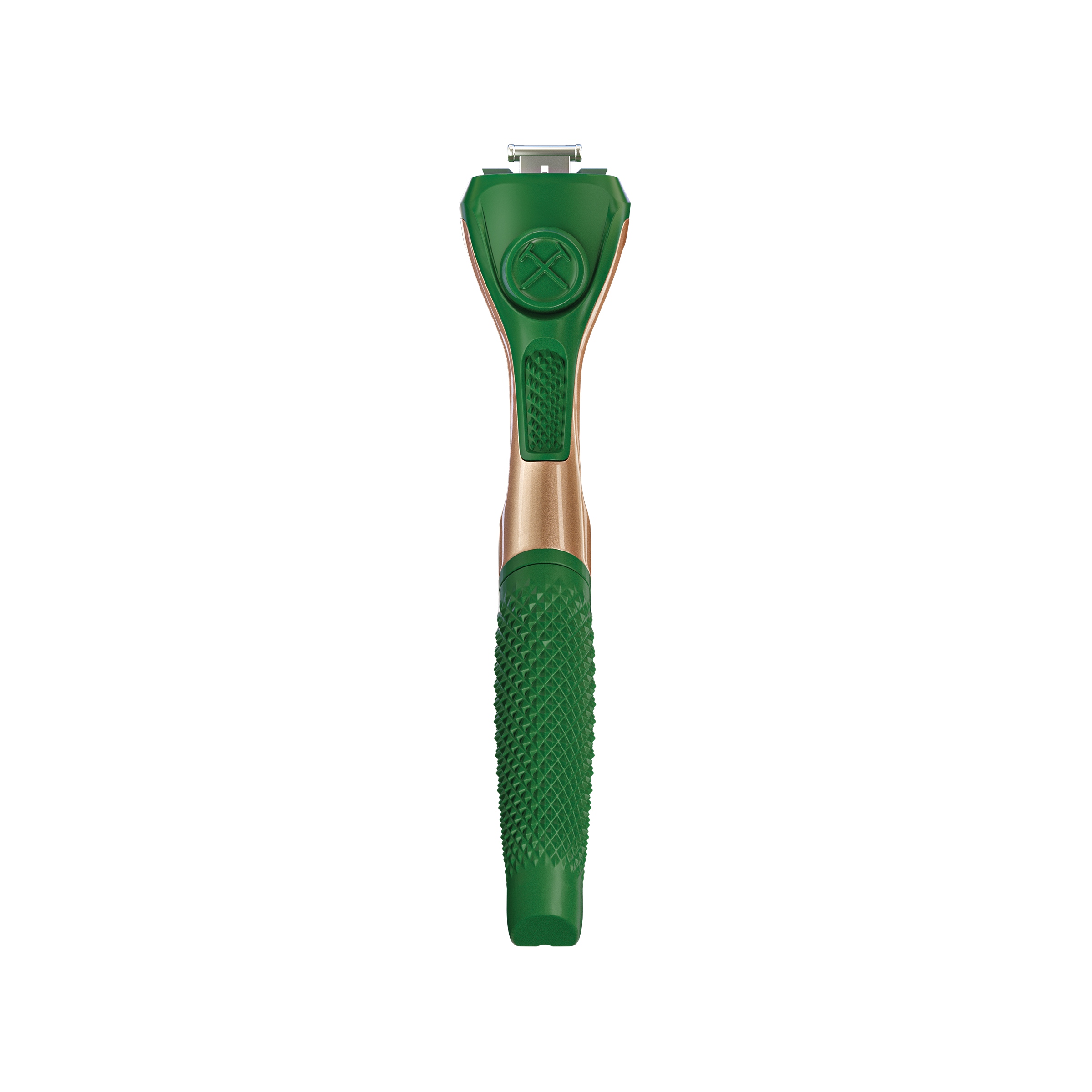 Limited edition shaving handle in mistletoe green with copped accents