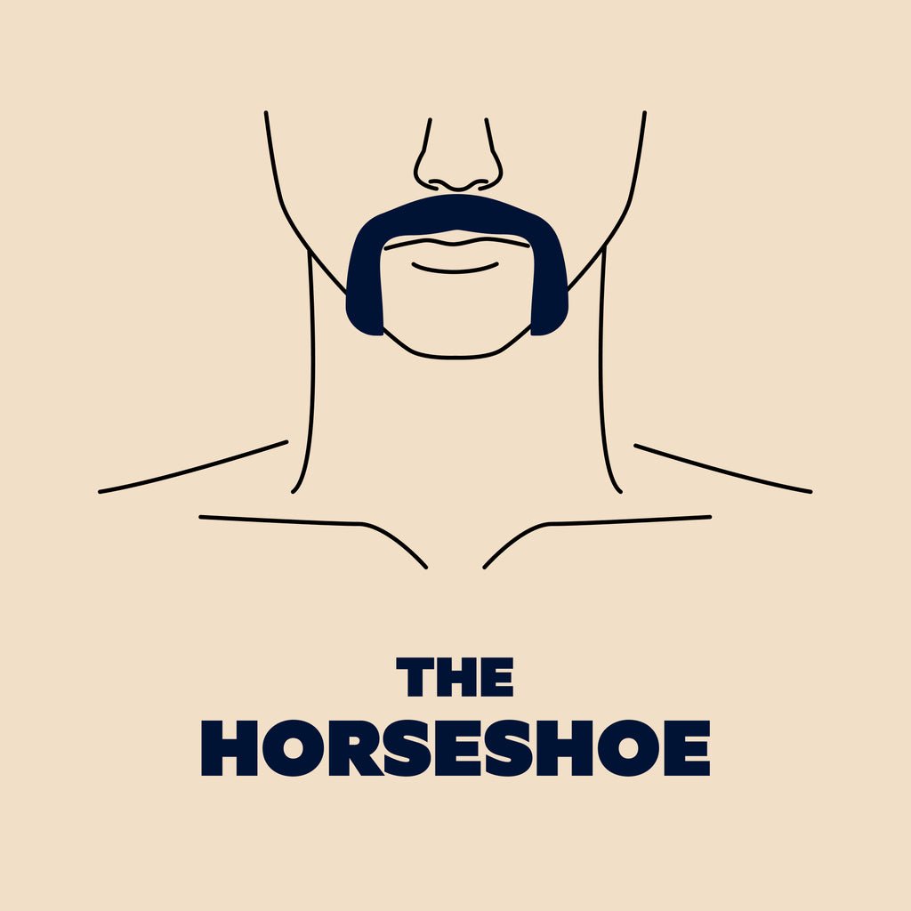Illustration of man with Horseshoe mustache.