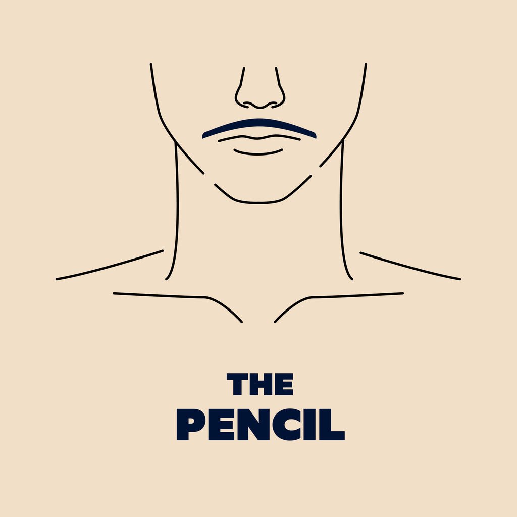 Illustration of man with Pencil mustache.